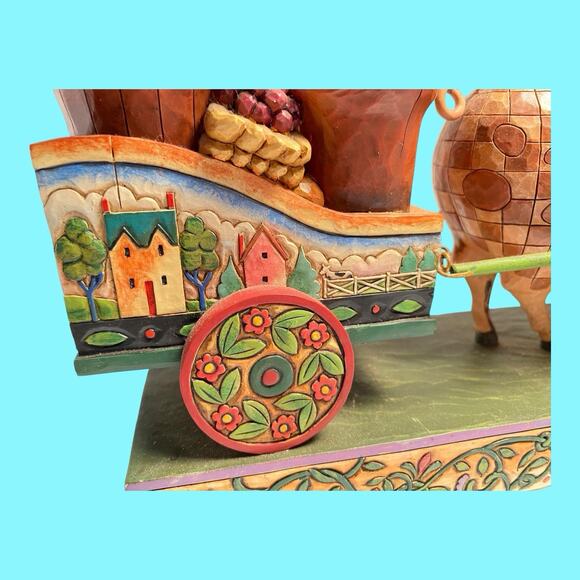 Jim Shore This Little Piggy Went To Market Pig Fruit Cart Heartwood Creek Enesco - Picture 13 of 16